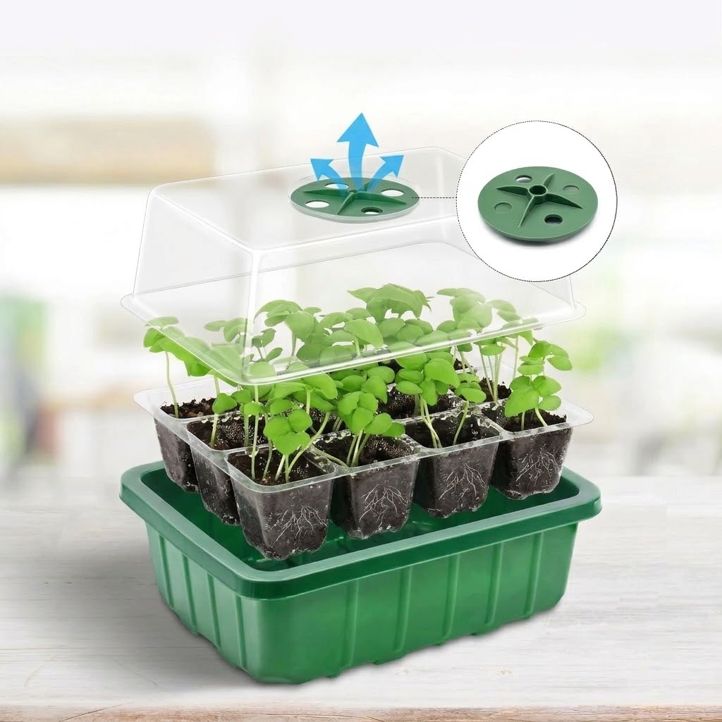 Humidity Dome Kit - Regulowane kopuły nawilżające, przezroczysta taca na
